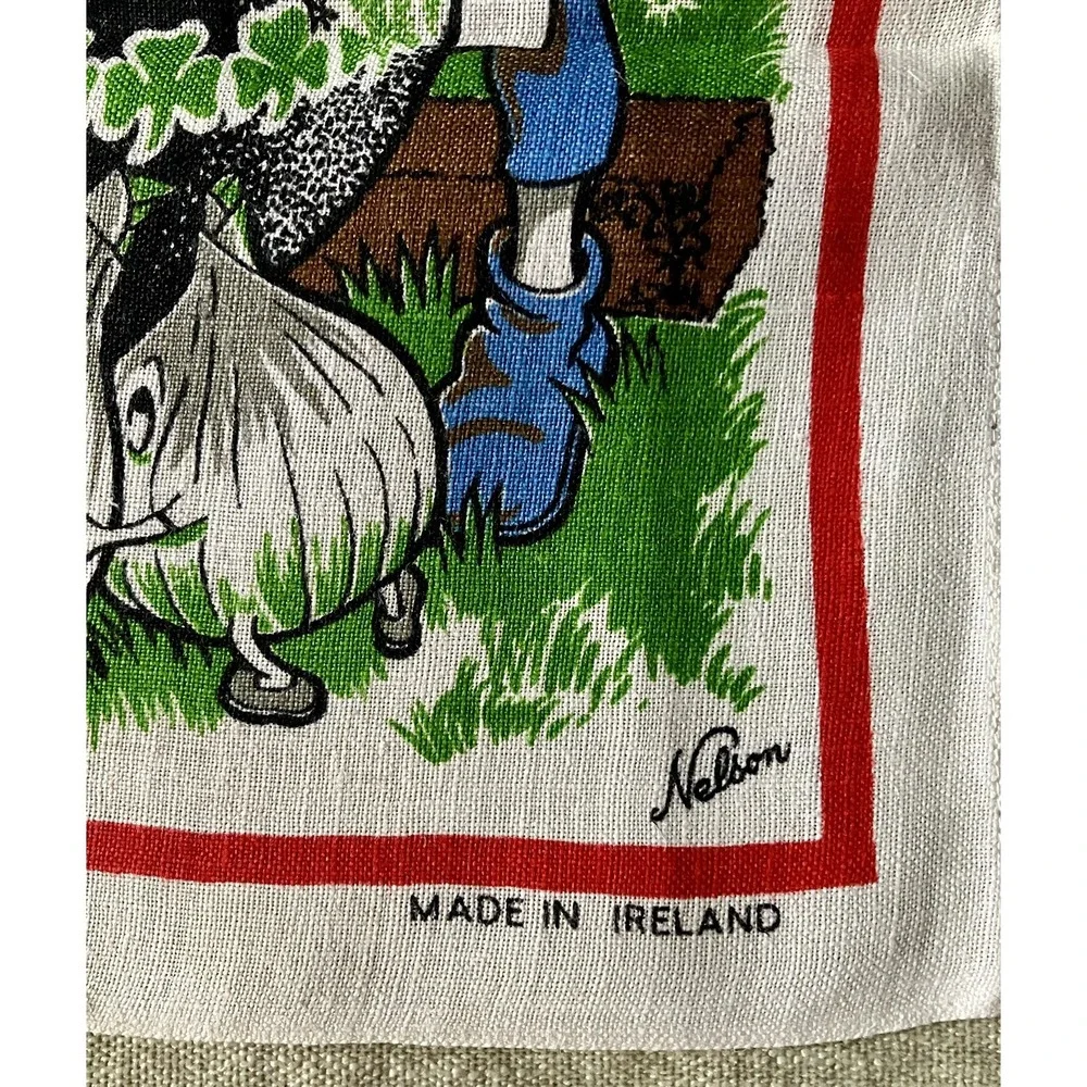 Nelson Pure Linen Tea Towel Irish Stew  Leprechaun Anthropomorphic Potato Onion